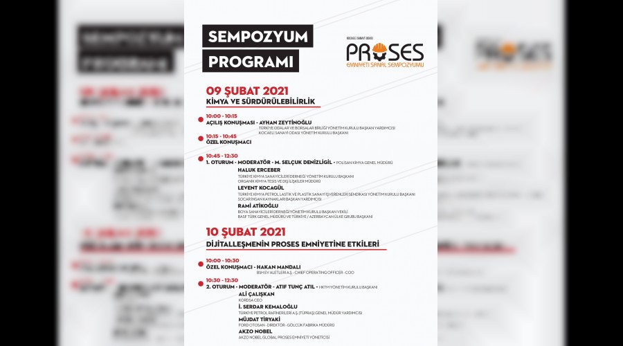 Proses Emniyeti Sanal Sempozyumu 9-10 ubat 2021 Tarihlerinde Dzenlenecek