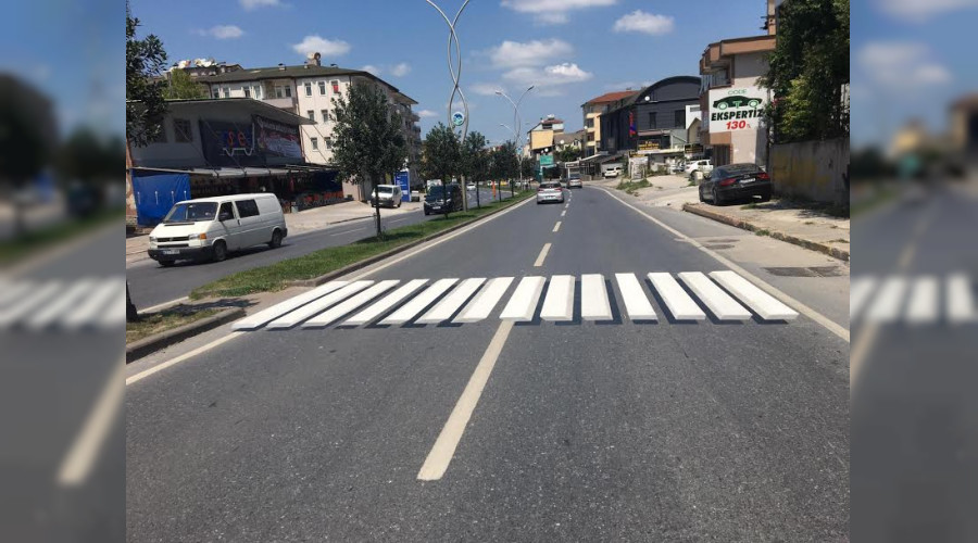 Trafikte yeni uygulama; 3 boyutlu yaya geidi
