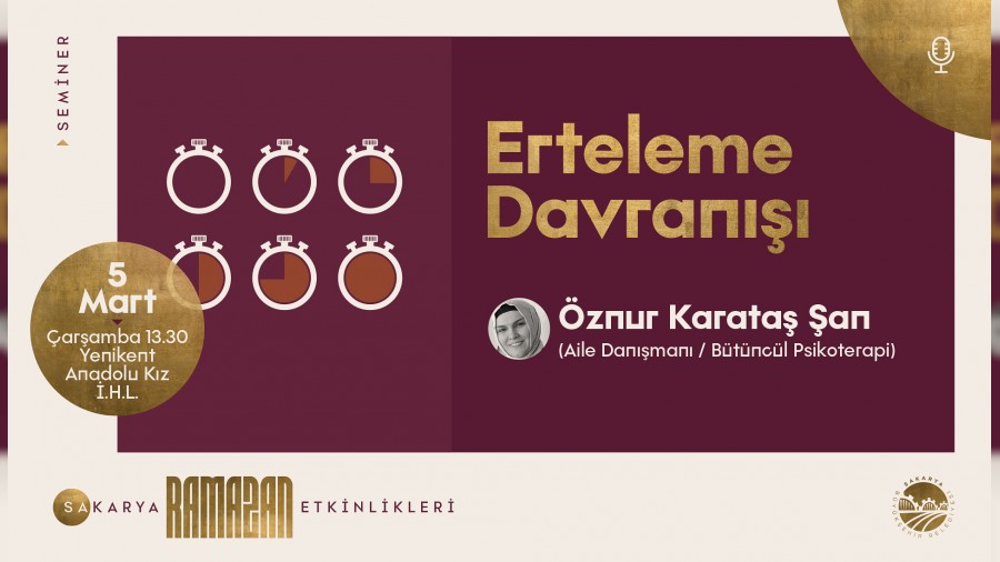 Sakaryada Ramazan takvimi iki gzel etkinlikle devam edecek: Bir seminer bir dinleti