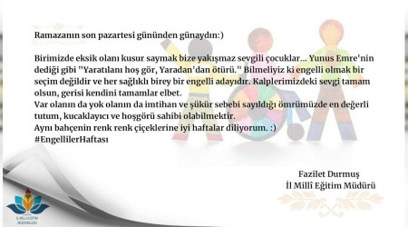 Durmu'tan Engelliler Haftas Mesaj