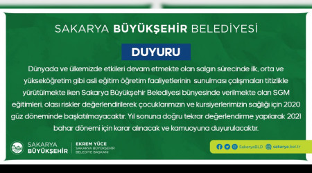SAKARYA BÜYÜKŞEHİR'DEN DUYURU