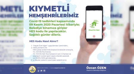 Sapanca Belediyesi’nde HES Kodu Uygulaması