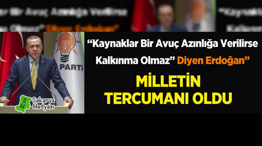 ERDOAN: "KAYNAKLAR BR AVU AZINLIA VERLRSE KALKINMA OLMAZ"